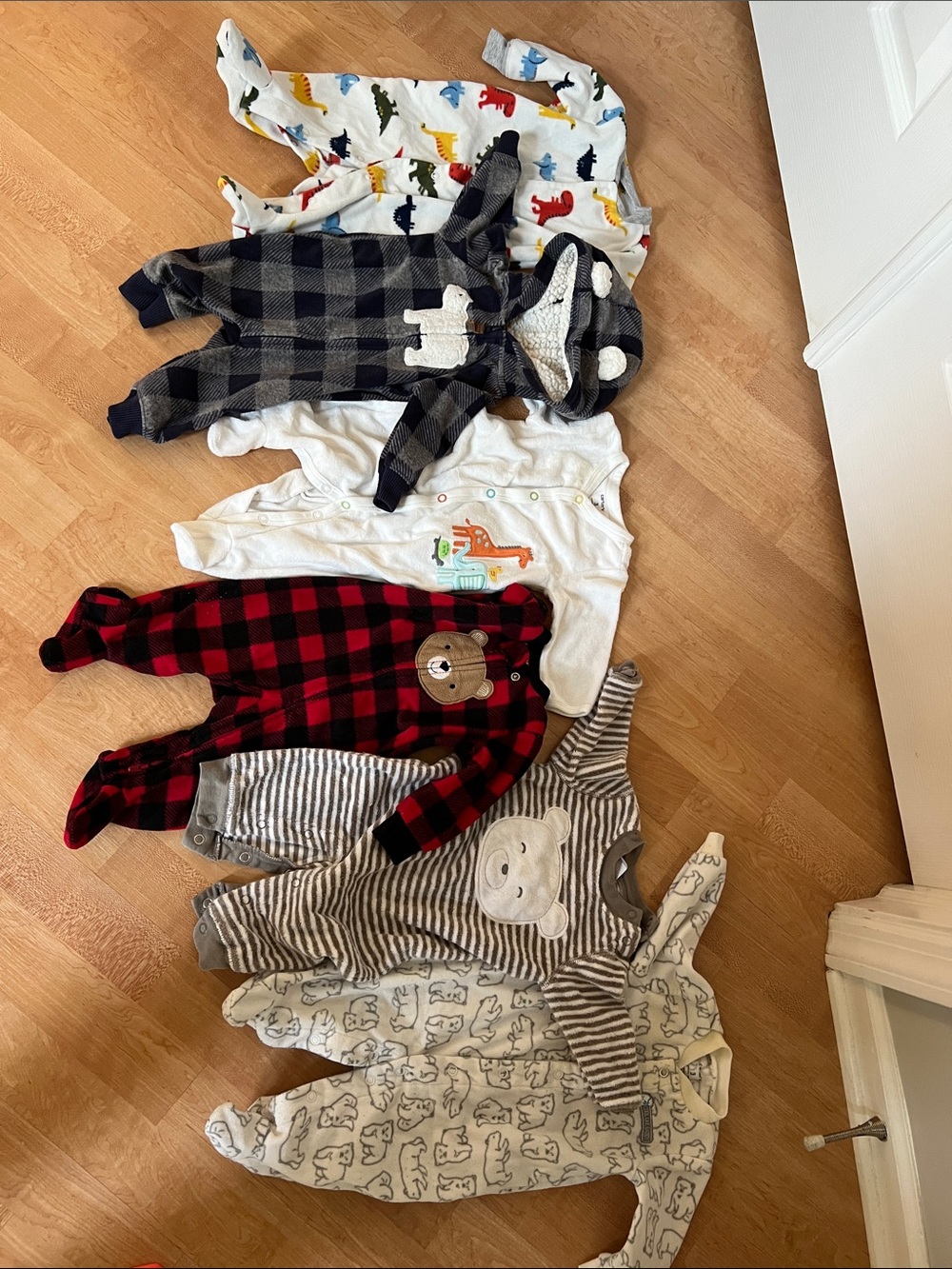 6 Carter's 3M 0-3M Fleece Baby Footie PJ Bundle